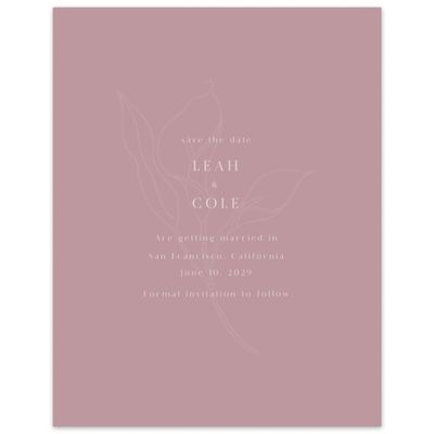 Dusty Rose, Pink Wedding Digital Save the Date - Arum Portrait