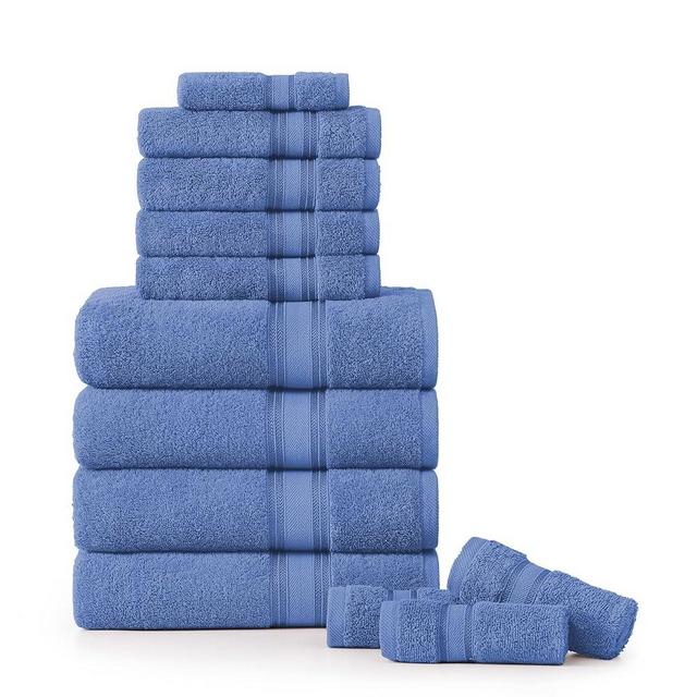 LANE LINEN Luxury Bath Towels Set - 12 Piece Set, 100% Cotton Bathroom Towels, Zero Twist, Quick Dry Shower Towel, Absorbent Bath Towel, 4 Bath Towels, 4 Hand Towels, 4 Wash Cloths - Cerulean Blue