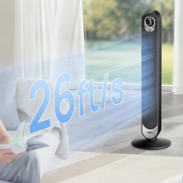 Dreo Tower Fan for Bedroom, 90° Oscillating Standing Fan, 30ft far, 28dB Quiet for Sleep, 6 Speeds, 4 Modes, 12H Timer, 42 Inch, Bladeless, Remote, for Home, Office, Room, Cruiser Pro T1