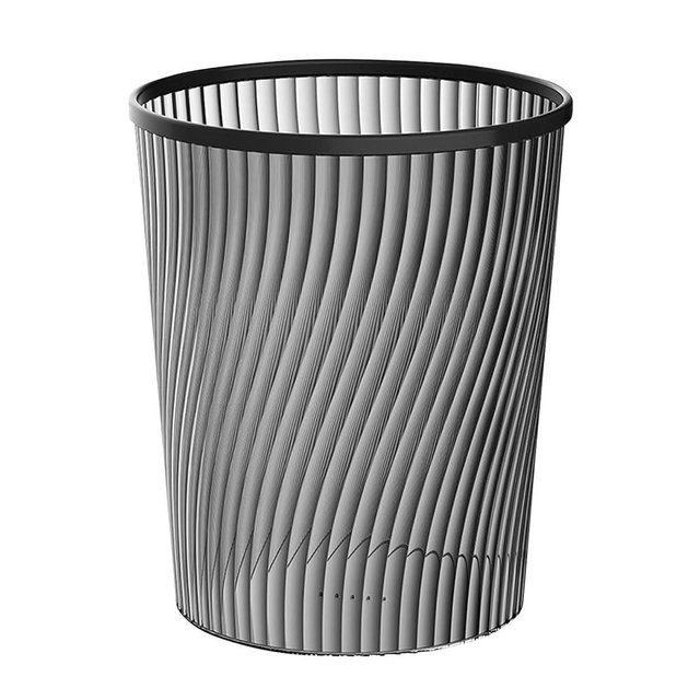 2025 Modern Trash Can, 3 Colors Lightly Threaded Trash can, Clear Desktop Trash Can, Vertical Light Translucent Large Capacity Trash Can, for Living Room Bedroom Bathroom (Black)