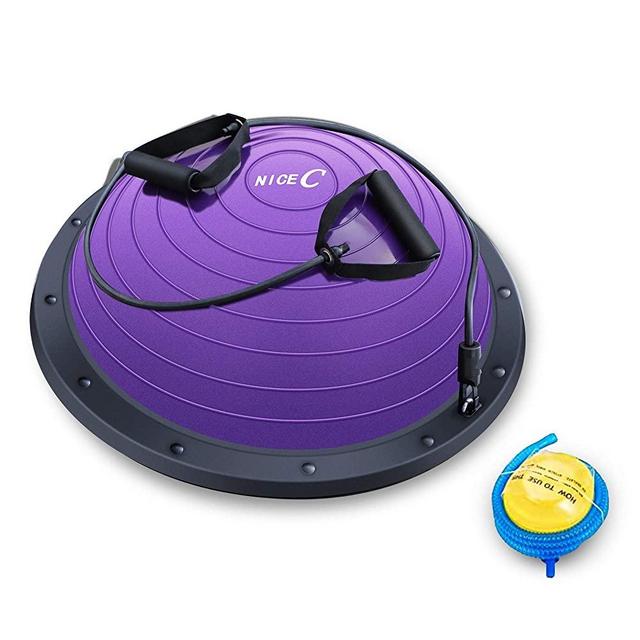 Nice C Balance Ball Balance Trainer, Half Ball with Resistant Band, Strength Exercise Fitness Yoga with Foot Pump