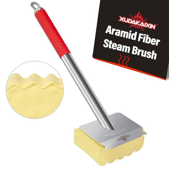 XUDAKAIXIN Grill Brush Bristle Free,Unique Aramid Fiber Wavy Pad Perfect for Cast Iron/Stainless-Steel Grates,BBQ Replaceable Scraper Cleaning Head,Safe Grill Brush for Outdoor Grill
