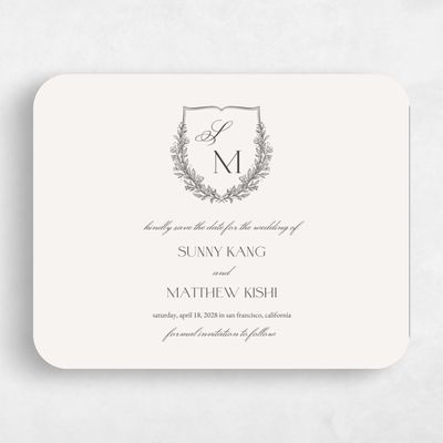Beige Rounded Wedding Save the Date - Oakdale Landscape