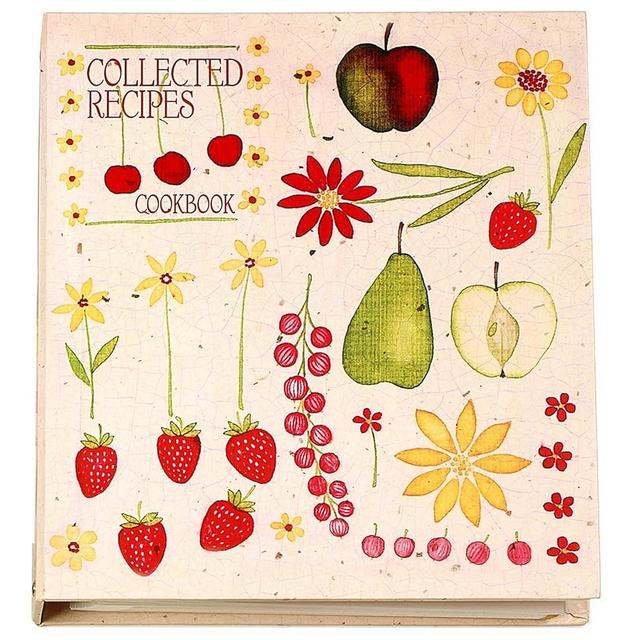 Meadowsweet Kitchens Recipe Card Holder Cookbook Mini 2 Ring Binder Organizer - Recipe Binder Cook Book w/ 25 4 x 6 Cards, 50 Clear Card Sleeves, & 9 Card Dividers w/ Categories (Fruit 'n' Flowers)