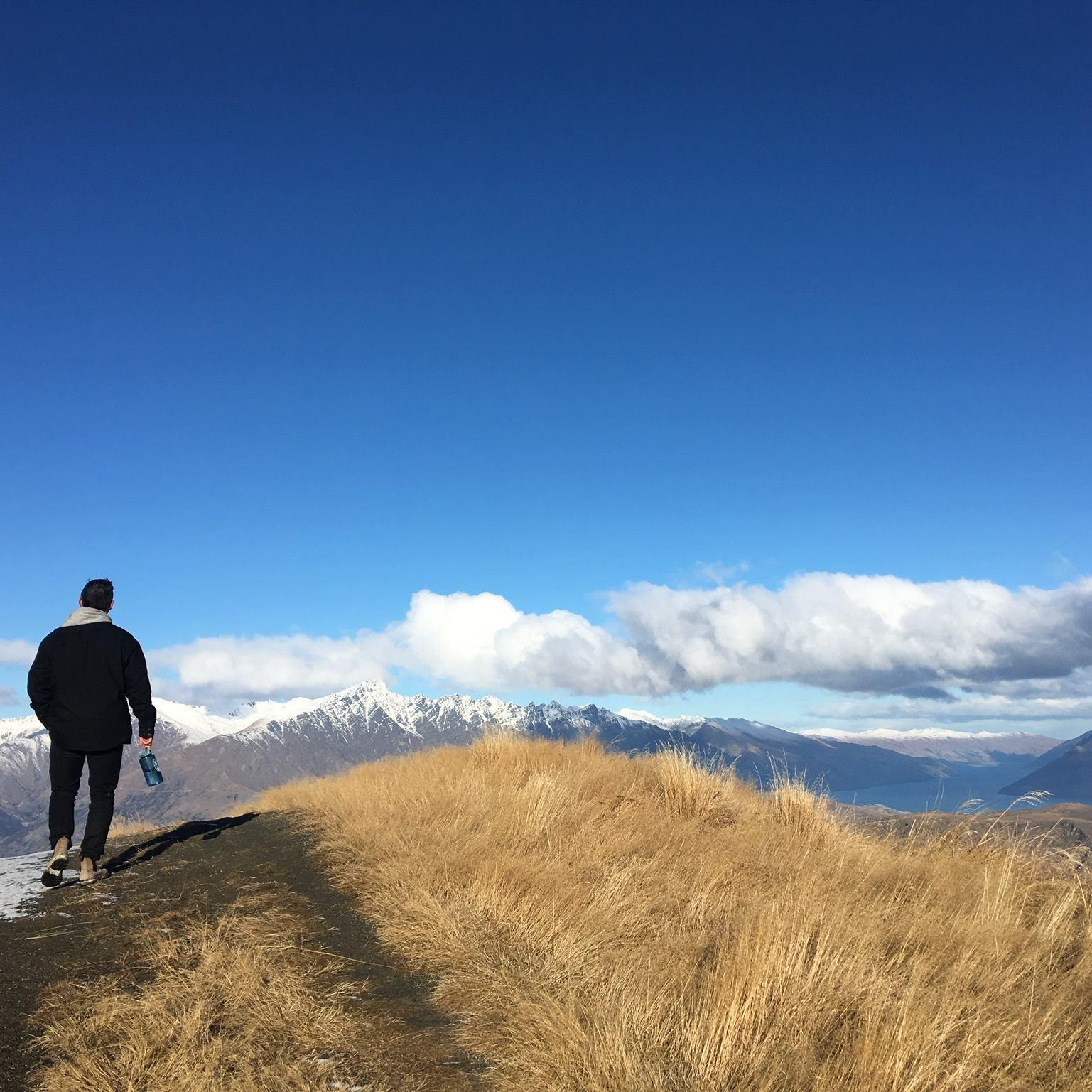 Hiking up to Coronet Peak on our last day in Queenstown. It was so windy and we made it up just before a snow storm rolled in!