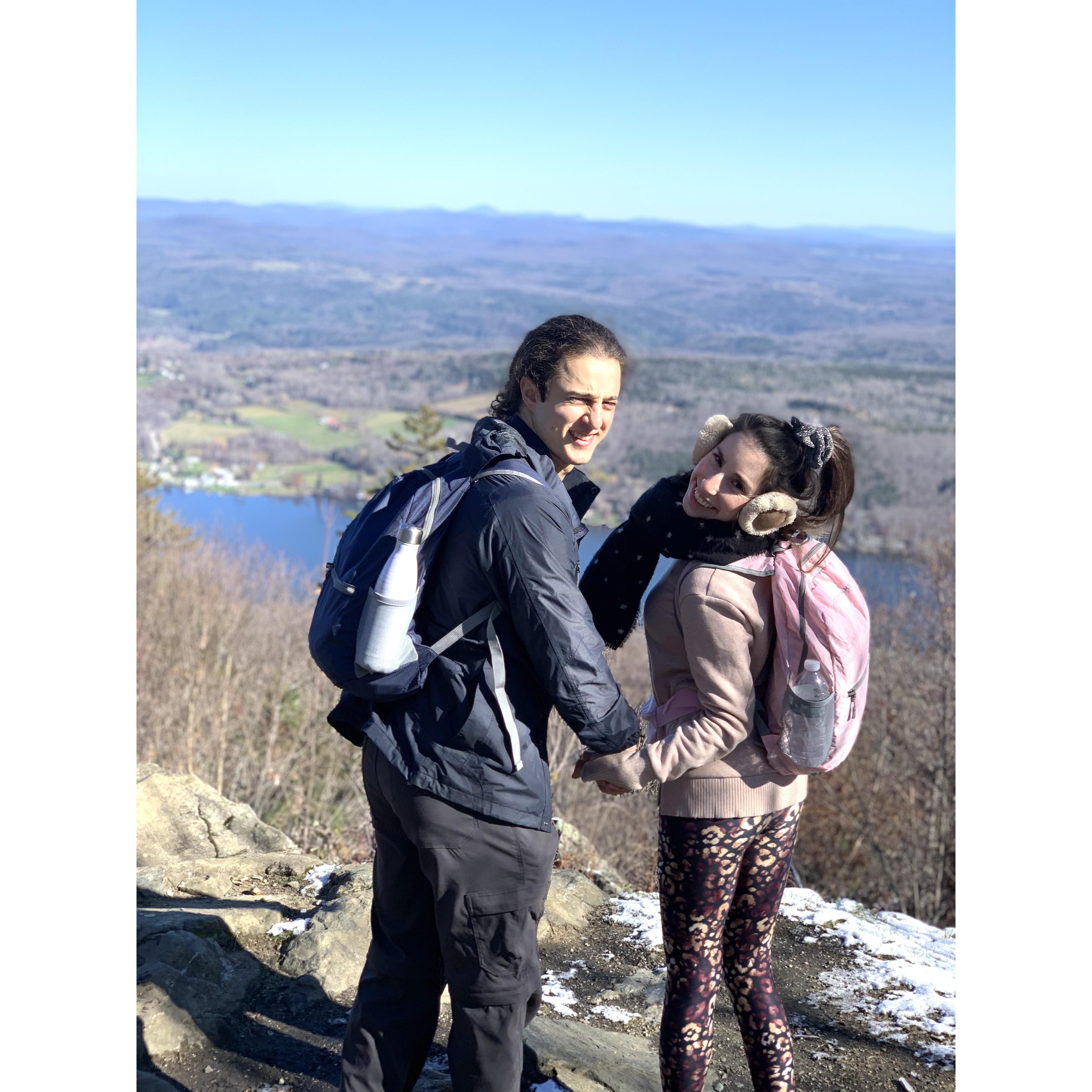 Hiked Mount Elmore, overlooking Lake Elmore where we got engaged!