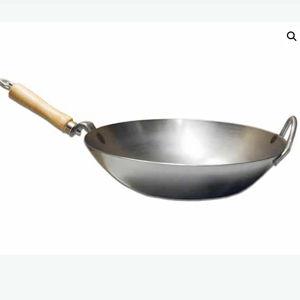 Carbon Steel Wok With Metal Side Handle, 14"