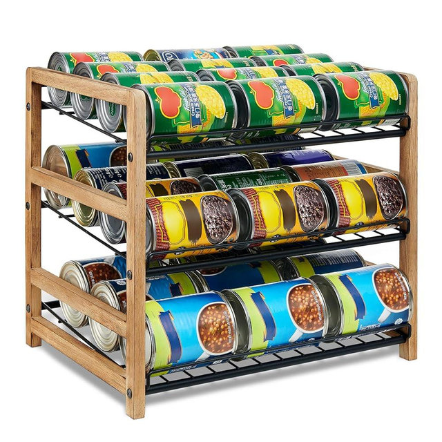DGWJSU Can Organizer for Pantry 3-Tier, Can Storage Organizer Pantry, Soda Can Organizer, Holds up to 36 Cans Holders for Pantry, Cabinet, Countertop, Carbonized Brown