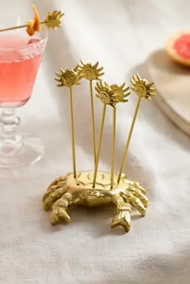 Crab Icon Cocktail Picks, Set of 6