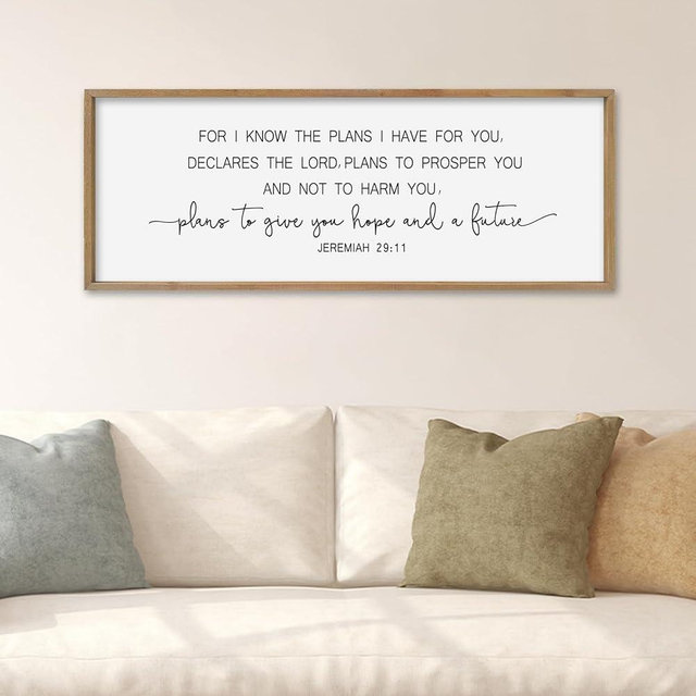 SRSZHIYUE Bible Verse Wall Decor Jeremiah 29:11Art 40"×15" Scripture Large Farmhouse Christian Sign Rustic Encouragement Catholic Motivational Quote Living Room Home Wall Hanging (Wood)
