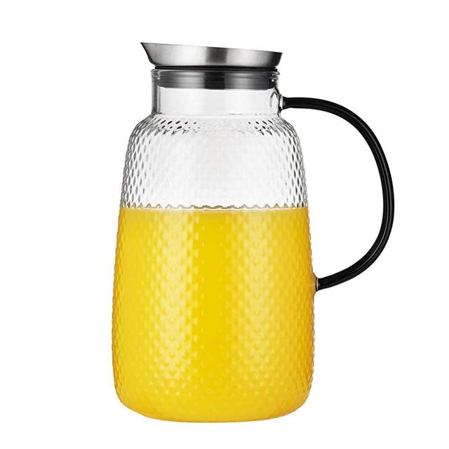 Purefold 100 Ounces Large Glass Pitcher with Lid, Hot/Cold Water Pitcher with HA