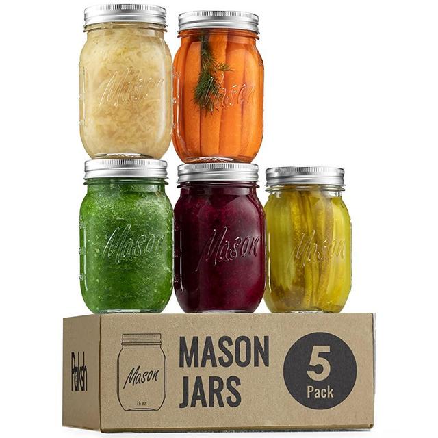 Paksh Novelty Wide Mouth 32 Oz Quart Canning Mason Jars w/Rings & Lids, 12  Pack, 1 Piece - Baker's