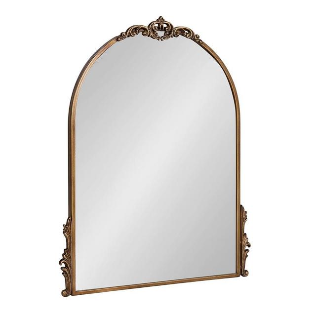 Kate and Laurel Myrcelle Traditional Arched Mirror, 21 x 26, Gold, Decorative Arch Mirror with Ornate Garland Detailing Along The Crown and Edges of The Frame