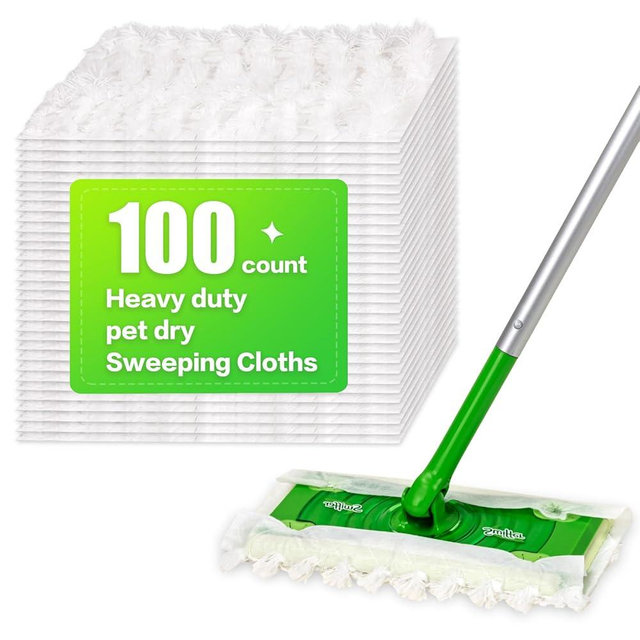 Heavy Duty Dry Sweeping Cloths for Swiffer Sweeper Mop, Microfiber Duster Mop Pads Refills for Cleaning Hardwood Floor Dust and Pet Hair, Disposable (100)
