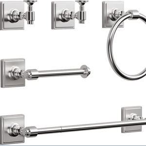 Brushed Nickel Bathroom Towel Bar Set, 5 Piece Bathroom Hardware Accessory Set, SUS304 Stainless Steel 24" Towel Rack Holder Set for Bathroom, Wall Mounted