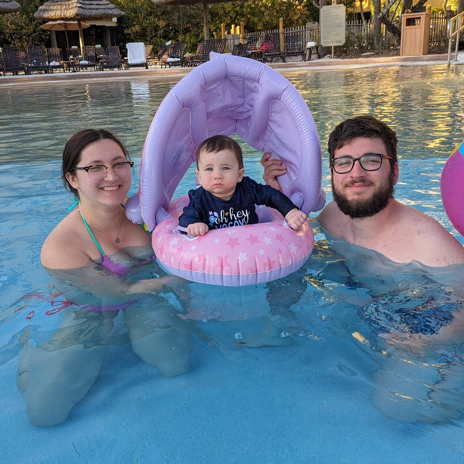 Rosalina’s first time in Florida! Swimming at the hotel after a morning at Universal