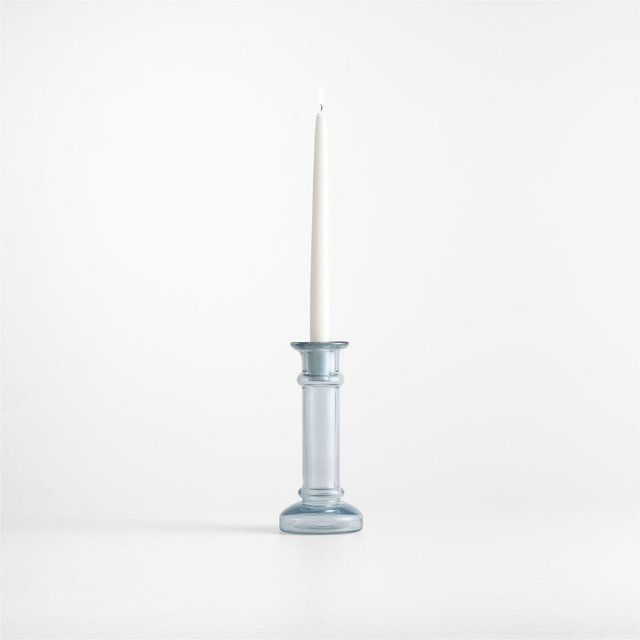 Kati Medium Blue Glass Taper Candle Holder 9"