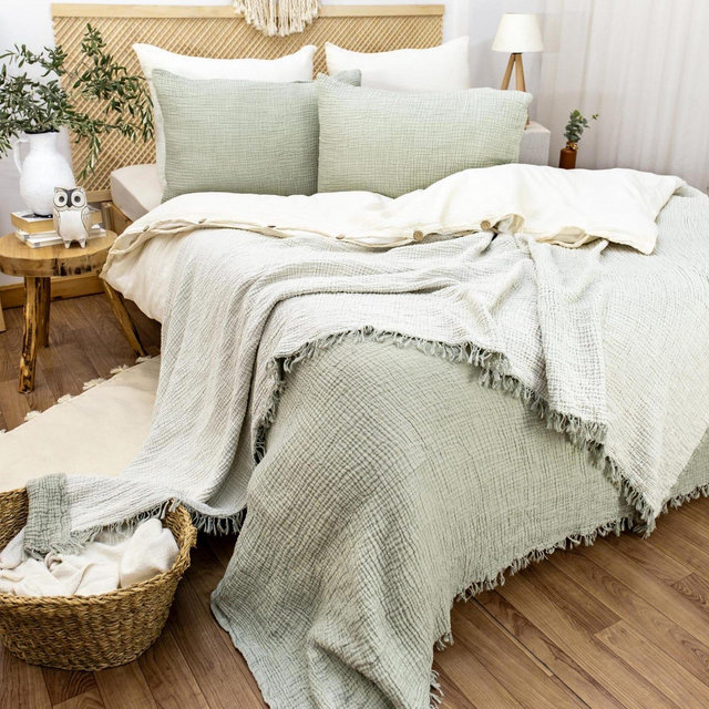 Oversize King Muslin Bedspread, Gauze Throw Blanket, Muslin Coverlet, Soft Lightweight Blanket, Organic Cotton Throw, Housewarming Gift