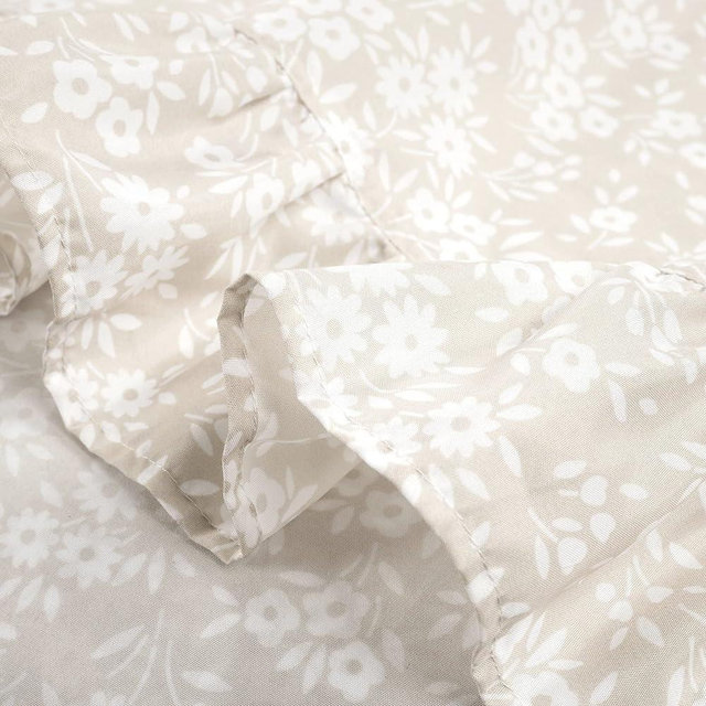Lush Decor Garden of Flowers Ruffle 6 Piece Sheet Set, Queen, Neutral