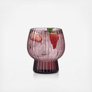 Phoebe Optic Goblet Double Old Fashioned Glass Set of 4