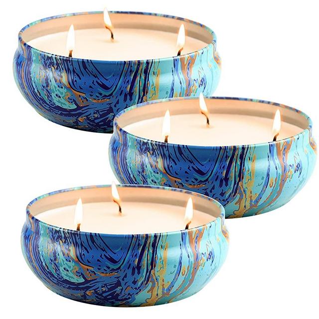 LA JOLIE MUSE Citronella Candles Set 3, Scented Candles Natural Soy Wax Tin, 25-30 Hour Burn, Outdoor and Indoor