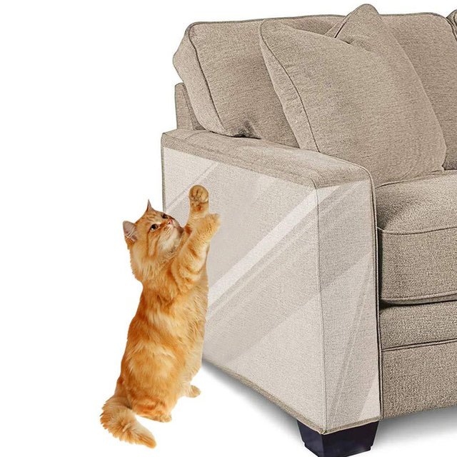 Cat Scratch Deterrent Tape - 12 x 17 Inches 8 PCS - Furniture Protector from Pet Scratch, Clear Double Side Anti-Scratch Cats Training Tape Sheets - Couch, Door, Walls, Carpet Protector