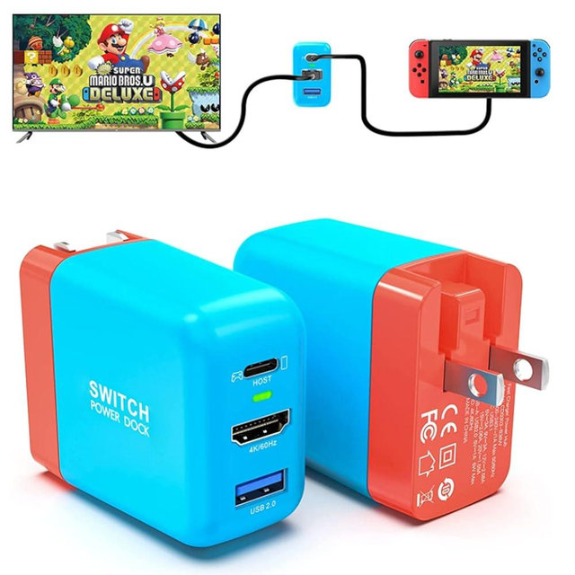 Mirabox Portable Switch Dock Charger for Nintendo Switch - 36W TV Docking Station with 4K HDMI, USB-C PD Fast Charging, USB 2.0 - Full-Featured USB-C Cable Included