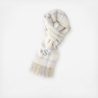 Personalized Ice Blue Windowpane Blanket Scarf