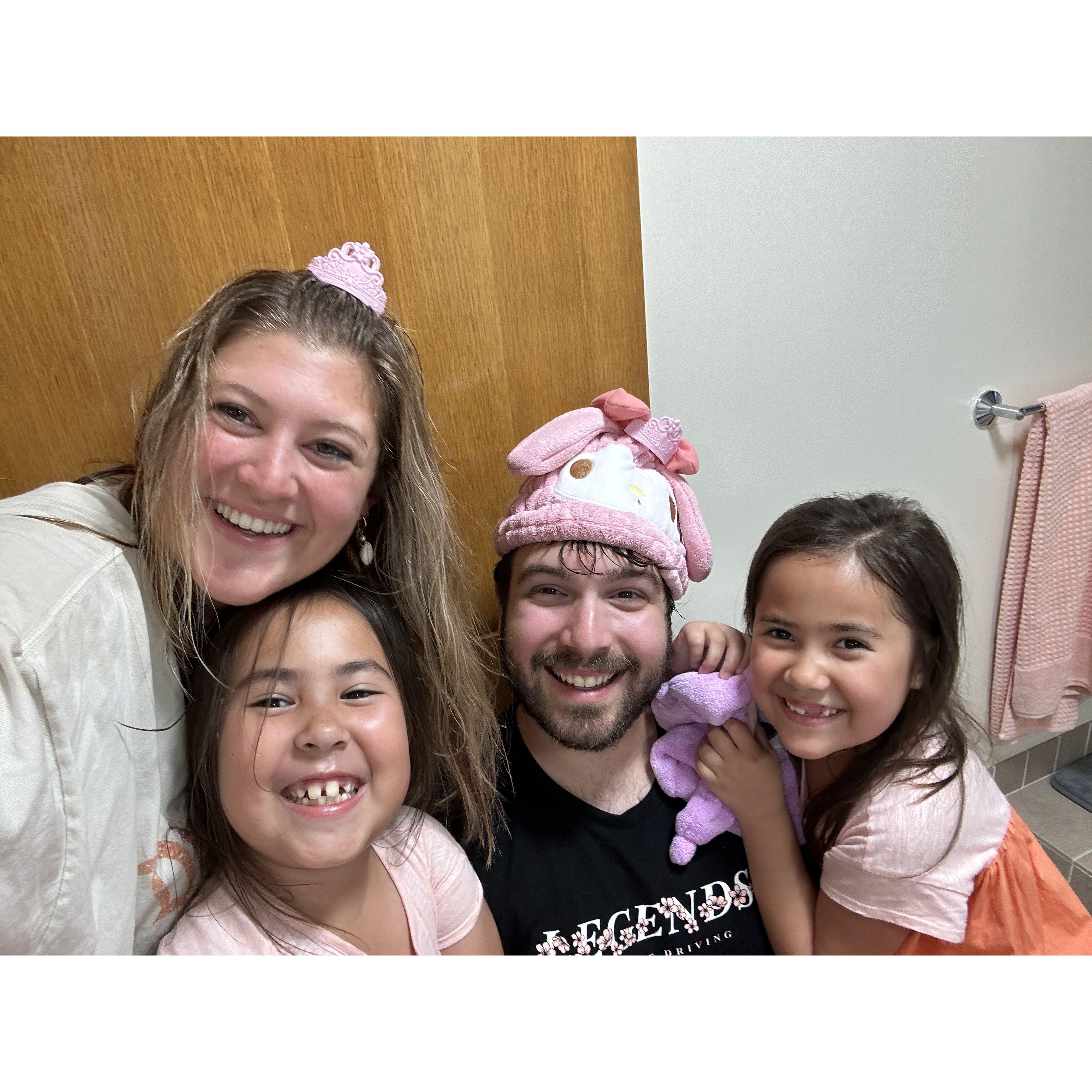 First time Chris met Mikayla's nieces! (We played hair salon haha)
