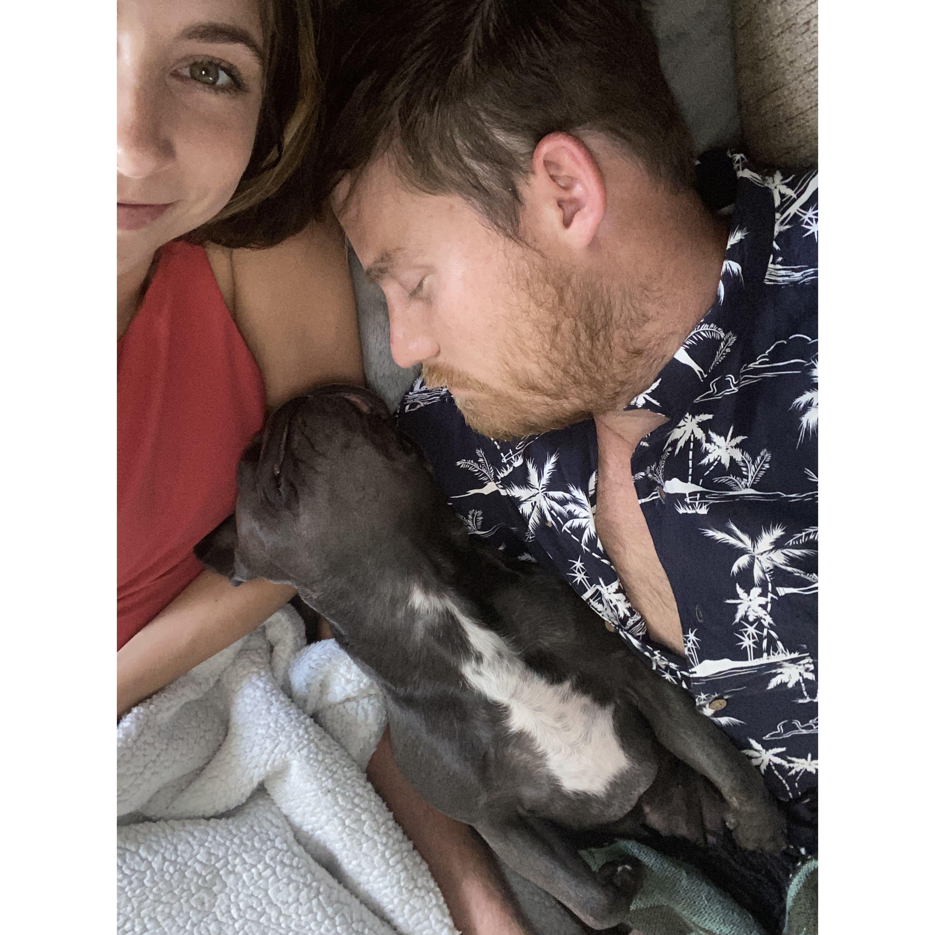 Josh's favorite naps are the ones with Scout cuddled next to him.