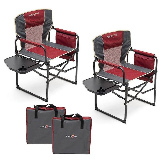 SUNNYFEEL Camping Directors Chair, Heavy Duty,Oversized Portable Folding Chair with Side Table, Pocket for Beach, Fishing,Trip,Picnic,Lawn,Concert Outdoor Foldable Camp Chairs