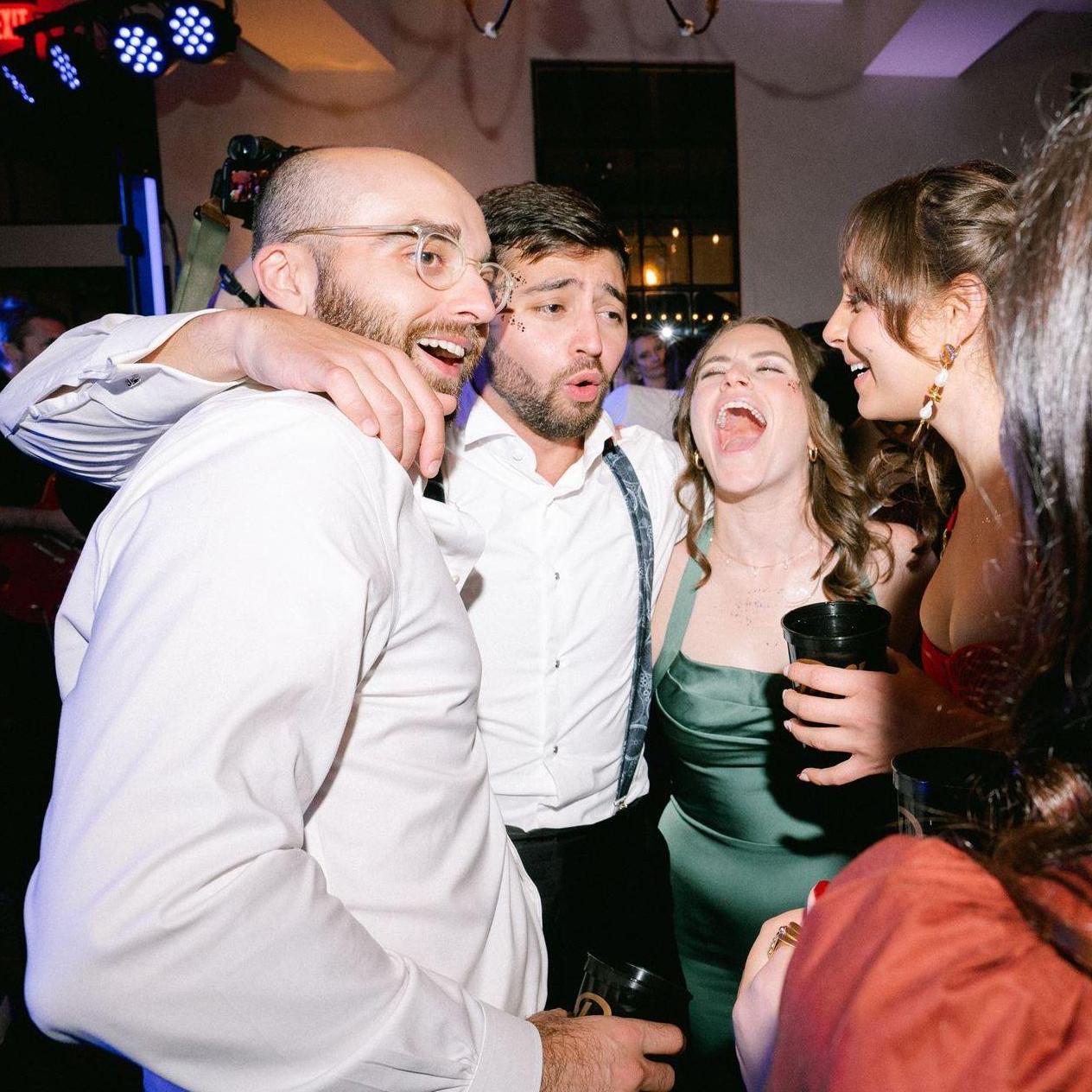 If you can't already tell, we love to celebrate love! Here we're partying the night away in honor of our friends, Serena & Derek's, marriage.
