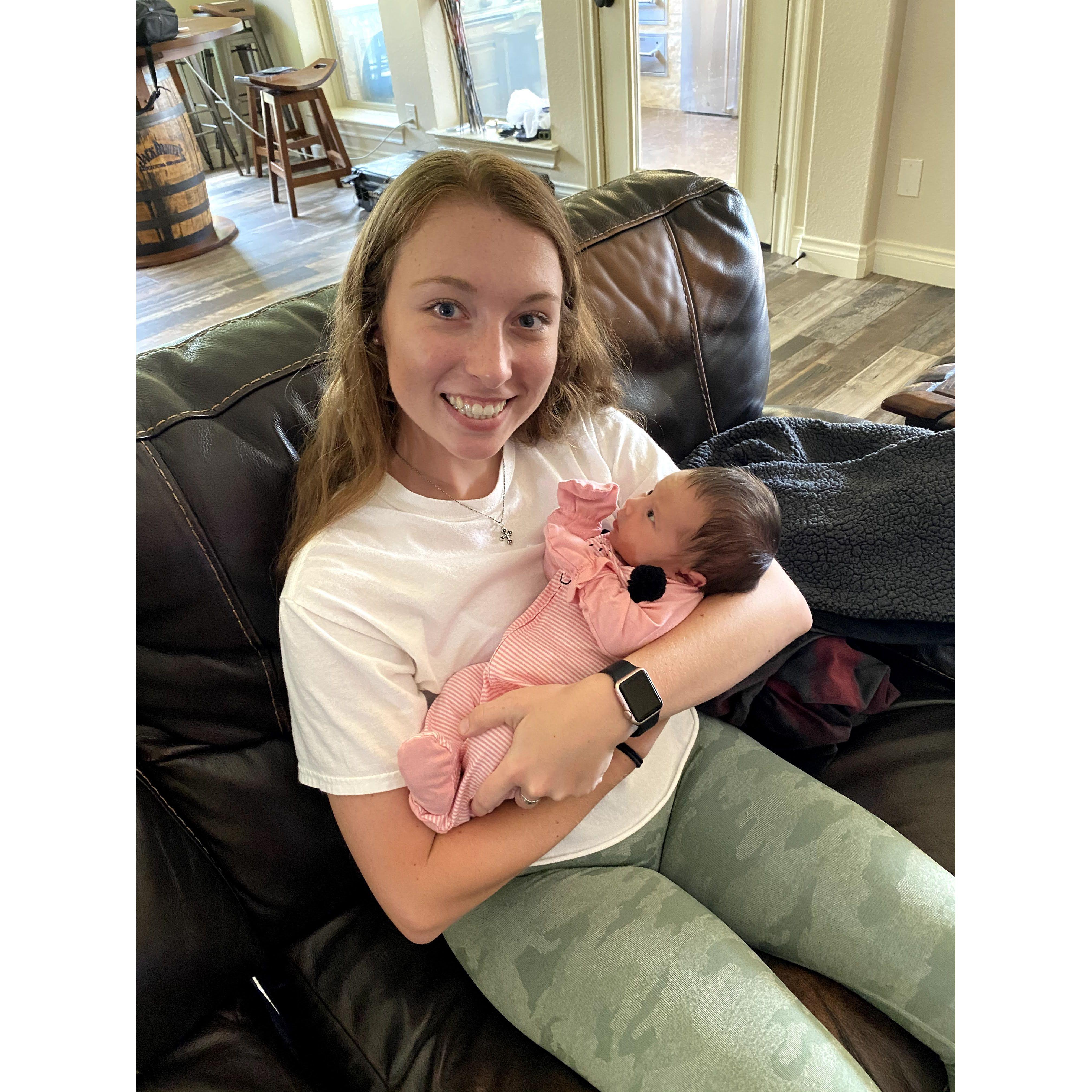 Karista meeting Everlee (the flower girl) for the first time