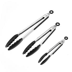 Dawntech - Non- Stick Kitchen Tongs,Heat Resistant Silicone Cooking Tongs with Stainless Steel for Barbeque,Cooking, Grilling Turner ,Set of 3 - 7, 9, 12Inch(Black)