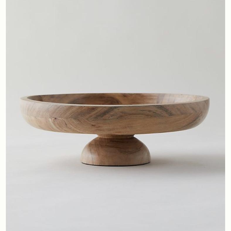 Acacia Wood Footed Serving Bowl