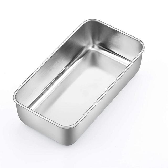 P&P CHEF 9 inch Loaf Pan, Stainless Steel Bread Baking Pan, Metal Bakeware For Bread Cake Toast Meatloaf Lasagna, Healthy & Non Toxic, Brushed Surface & Easy Clean, Oven & Dishwasher Safe
