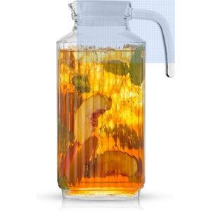 JoyJolt 60oz Glass Pitcher with Lid (2 Lids) - Beverage Serveware and Storage Container for Cold Drinks and Liquids. Juice Container, Water Jug, Fridge Pitcher for Iced Tea or Milk