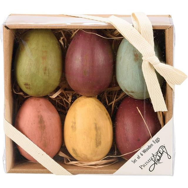 Primitives by Kathy Set Of Six Decorative Wooden Eggs, Easter & Spring Collection