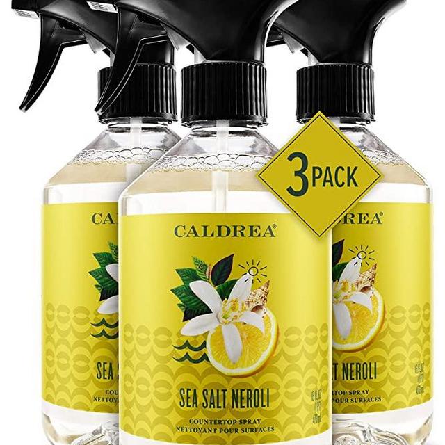 Caldrea Multi-surface Countertop Spray Cleaner, Made with Vegetable Protein Extract, Sea Salt Neroli Scent, 16 oz, 3 Pack