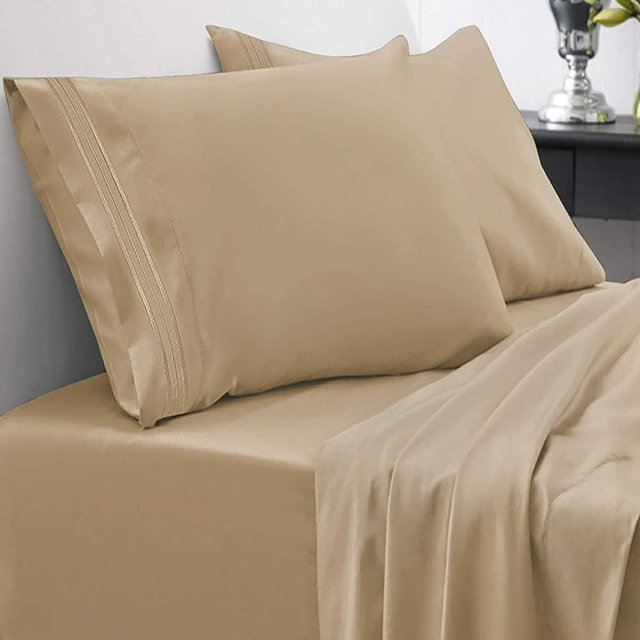 1800 Thread Count Sheet Set – Soft Egyptian Quality Brushed Microfiber Hypoallergenic Sheets – Luxury Bedding Set with Flat Sheet, Fitted Sheet, 2 Pillow Cases, Queen, Camel