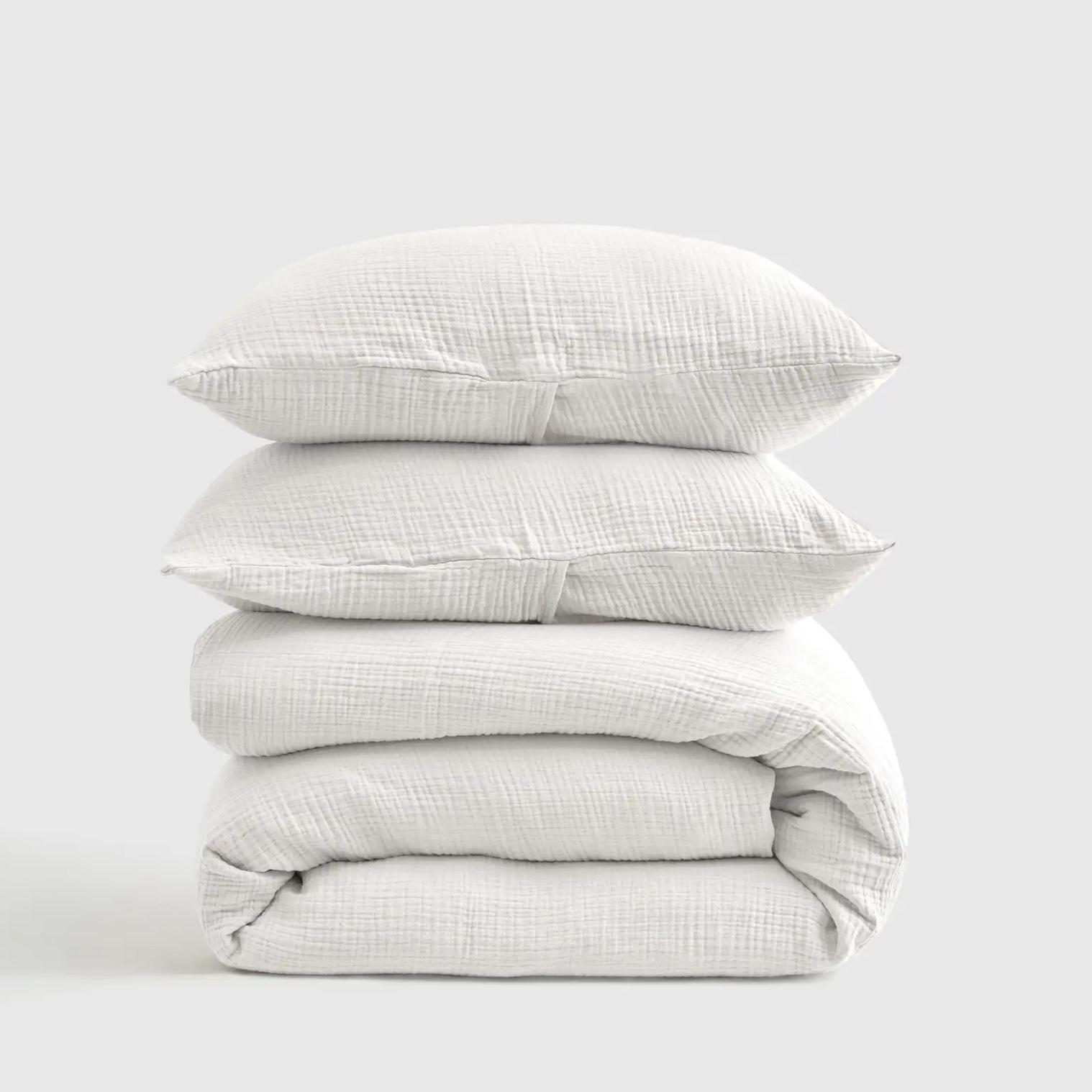 Organic Airy Gauze King Size Duvet Cover Set in White