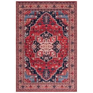 SAFAVIEH Serapi Roelofje Medallion Distressed Machine Washable Rug - 8' x 10' - Red/Beige
