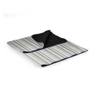 Picnic Time St. Tropez Collection - Sky Blue with Multi Stripe Pattern Polyester Blanket tote
