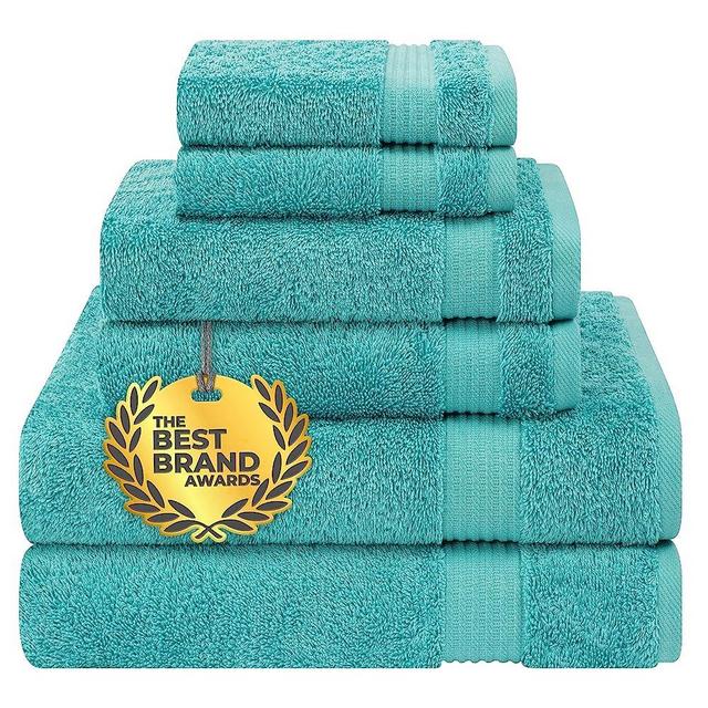 Cotton Paradise 6 Piece Towel Set, 100% Turkish Cotton Soft Absorbent Towels for Bathroom, 2 Bath Towels 2 Hand Towels 2 Washcloths, Turquoise Towel Set