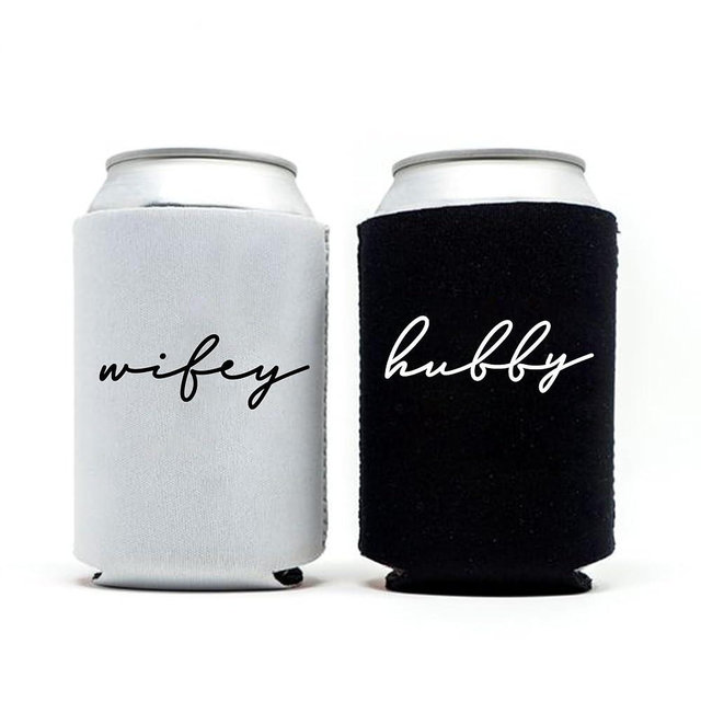 HubbyWifeyGifts Engagement Gifts for Couples, Wedding Can Coolers for Hubby and Wifey, Honeymoon Essentials