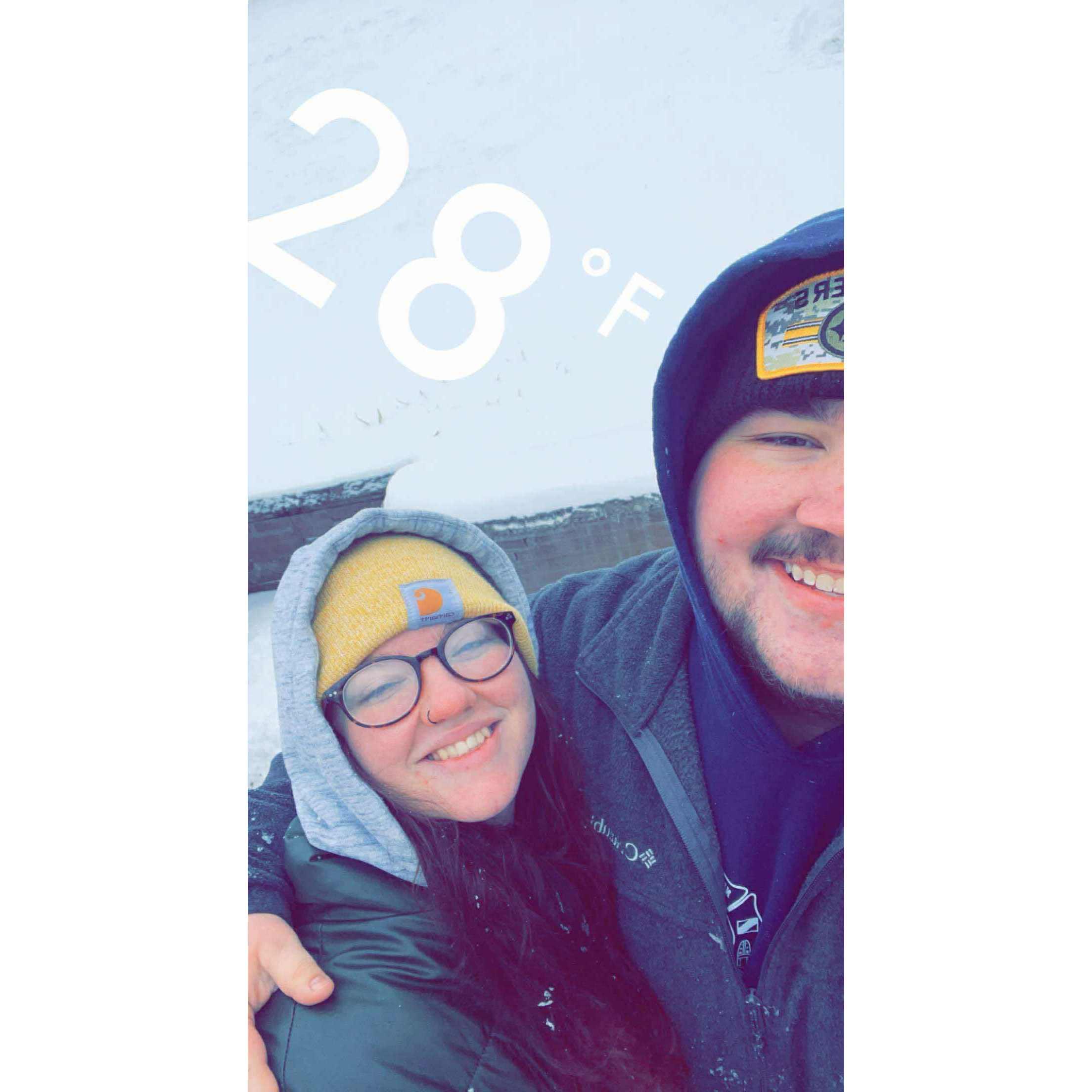 Building snowmen and creating snow angels