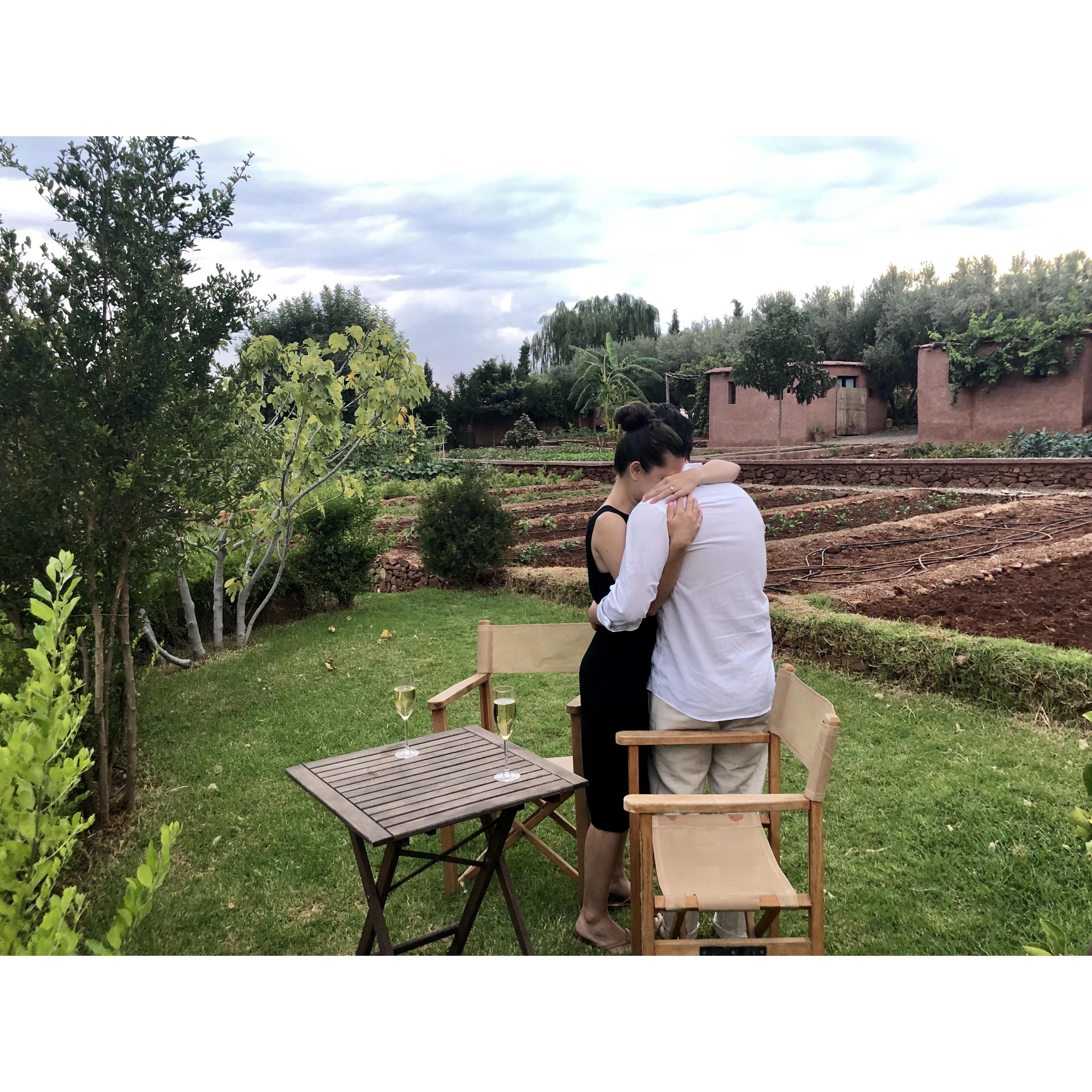 Seconds after Stuart proposed on our last day at Kasbah Bab Ourika in Morocco