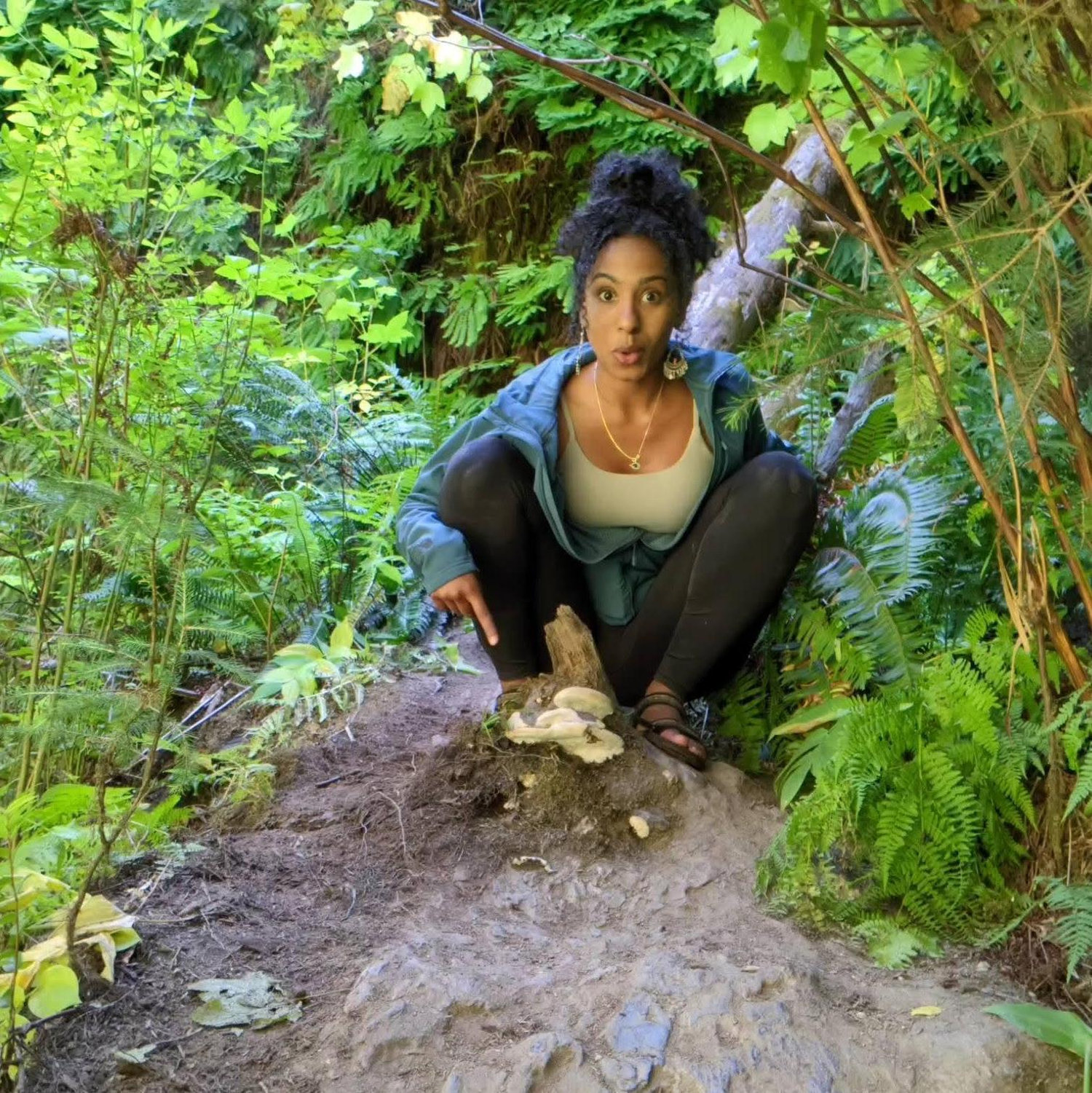 Brittney finds a mushroom