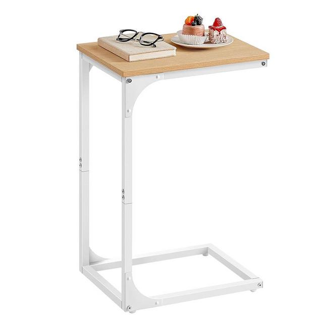 VASAGLE C-Shaped End Table, Small Side Table for Couch, Sofa Table with Metal Frame for Living Room, Bedroom, Bedside, Almond Yellow and Cloud White