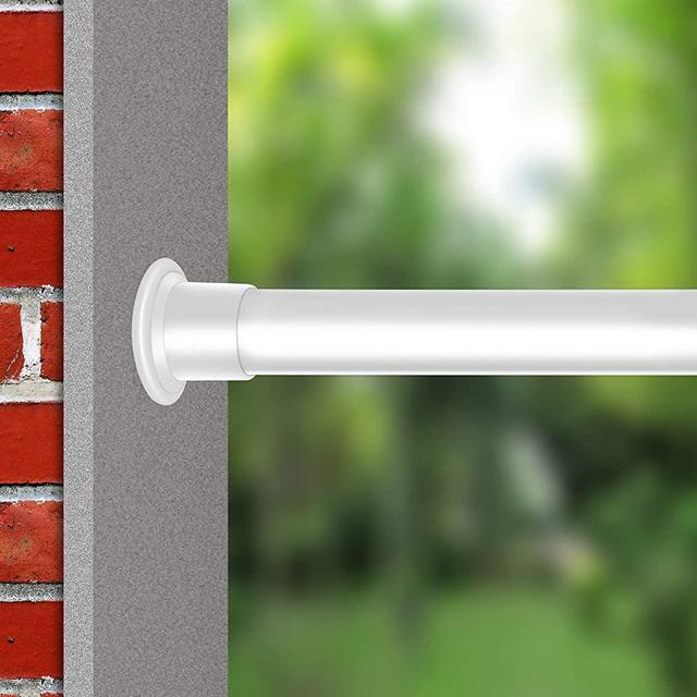 ALLZONE Tension Shower Window Curtain Rod,42-81 Inches, Never Collapse,No Drilling, NEVERRUST, White